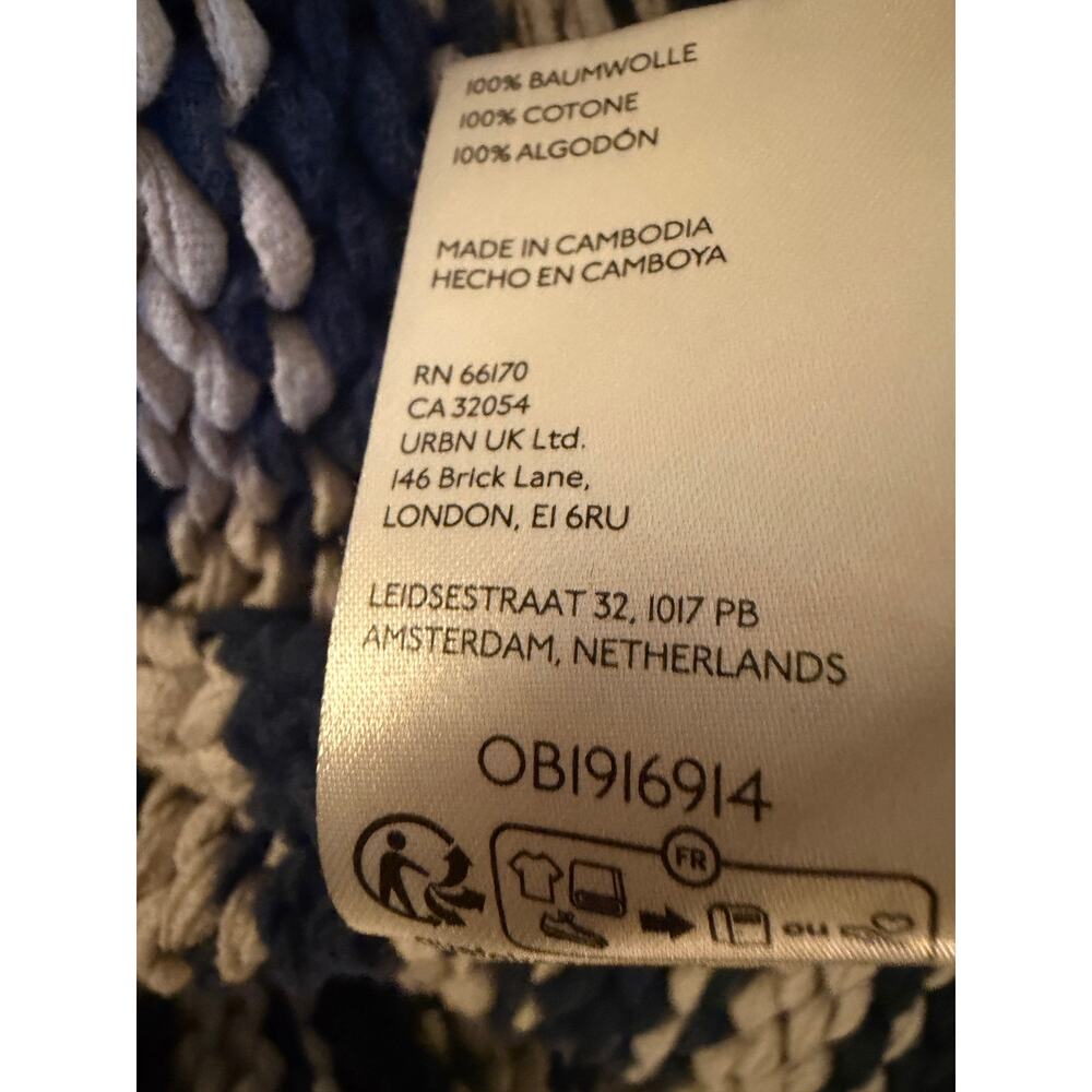 Free People Portland Pullover M Denim Island Navy Cream Striped Sweater - Picture 8 of 9